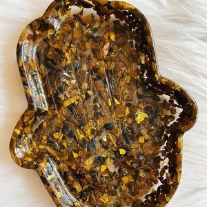 Tiger's Eye Hamsa Hand Catchall Tray